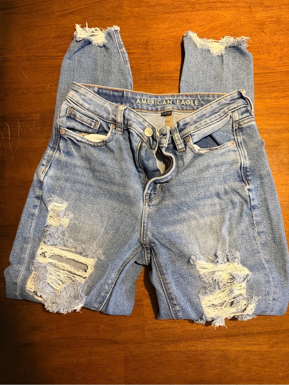 American Eagle Outfitters Light Blue Ripped Skinny Jeans